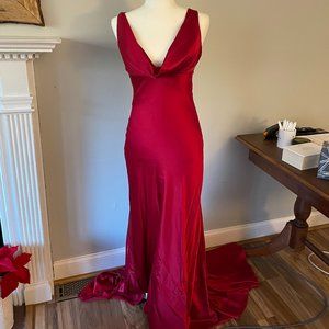 Dina Bar-El Red Liquid Silk Gown